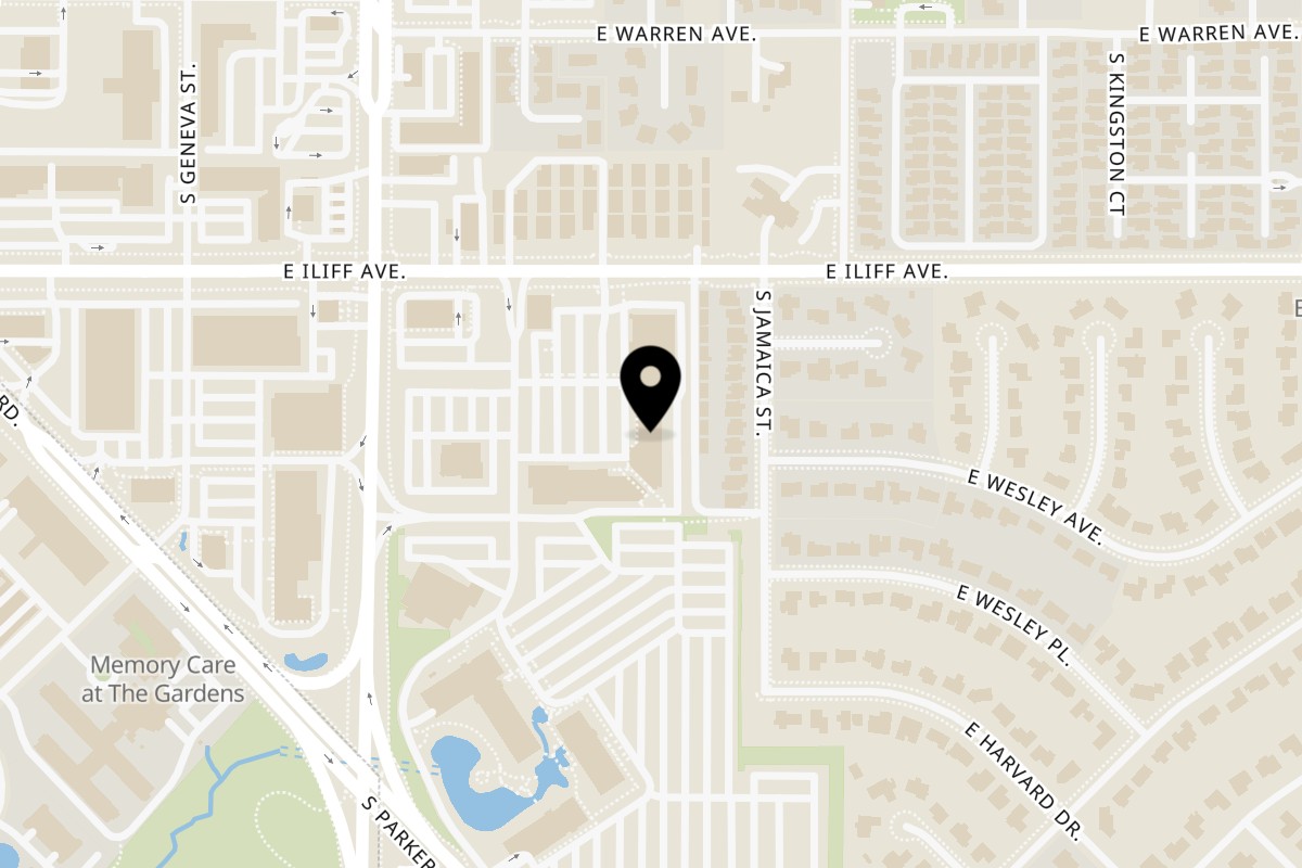 Map showing the location of Aroma do Brazil on 10722 E Iliff Ave in Aurora